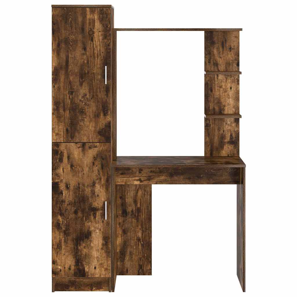 Desk with Storage 2 pcs Smoked Oak 78.5 x 37 x 154.5 cm