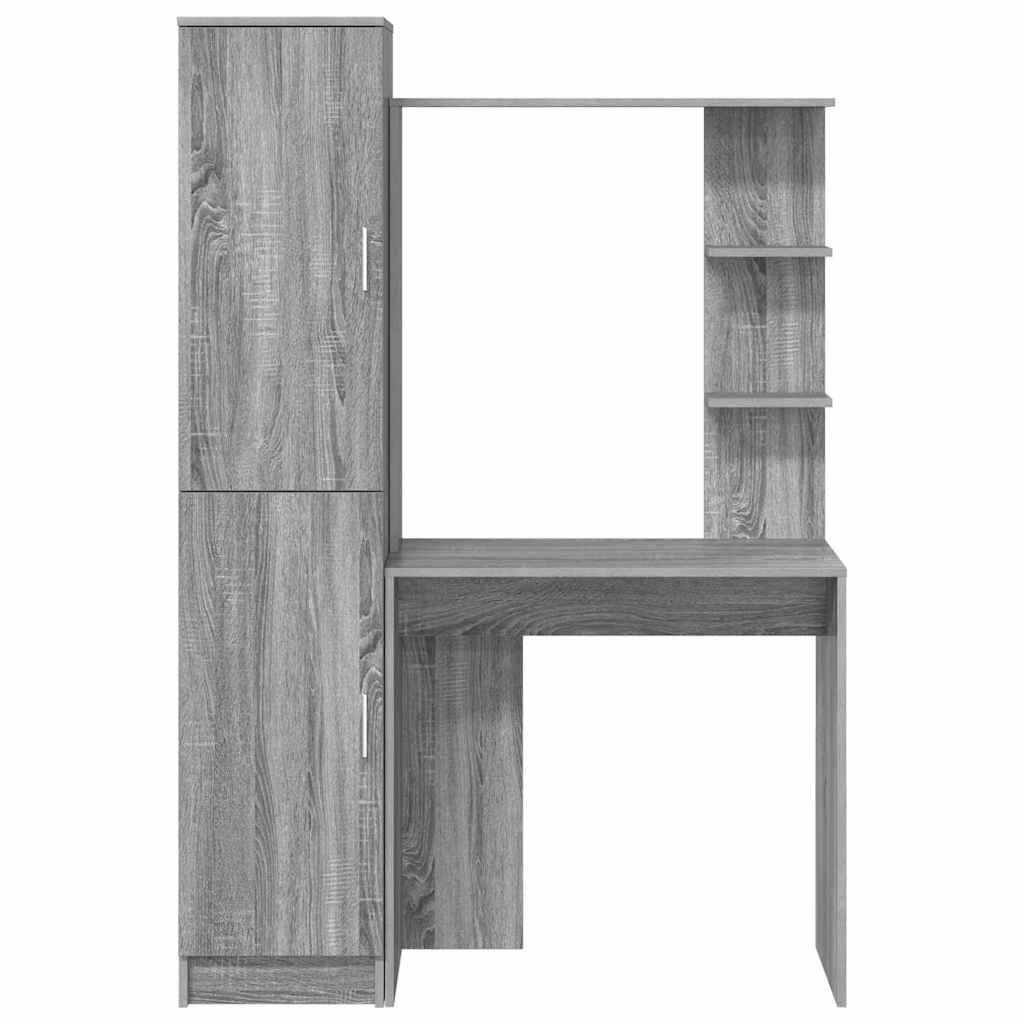 Desk with Storage with Shelf 2 pcs Grey sonoma Engineered wood