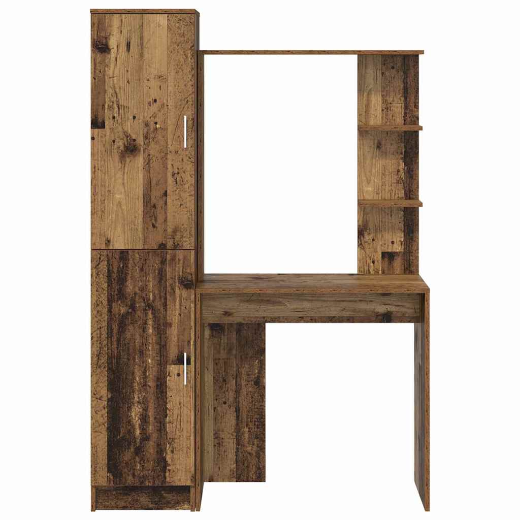 Desk with Storage with Door 2 pcs Old Wood 78.5 x 37 x 154.5 cm