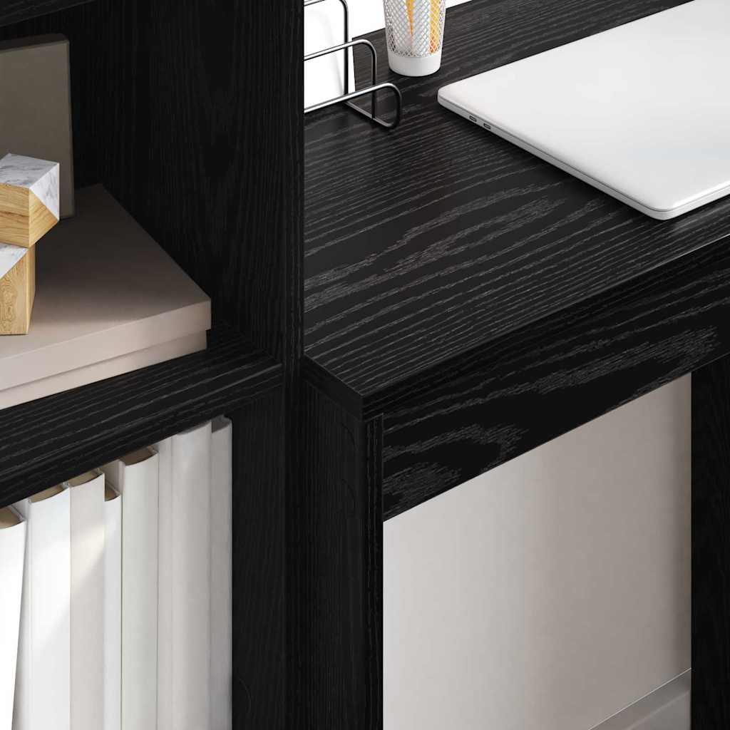 Desk with Storage with Shelf 2 pcs Black oak 45.5 x 34 x 127 cm