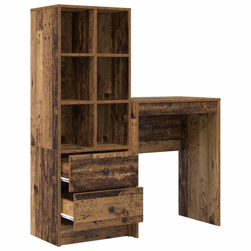 Desk with Storage with Drawer 2 pcs Old Wood 45.5 x 34 x 127 cm