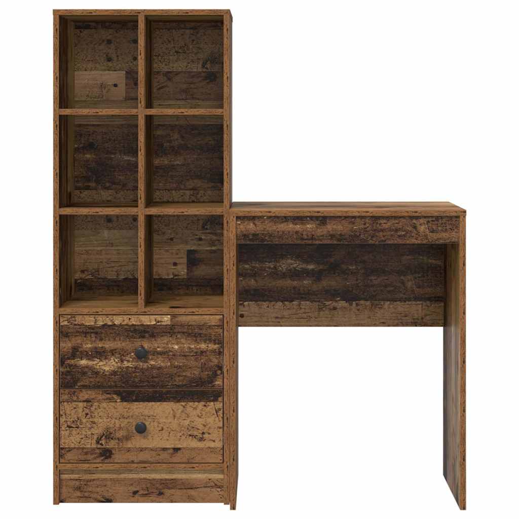 Desk with Storage with Drawer 2 pcs Old Wood 45.5 x 34 x 127 cm