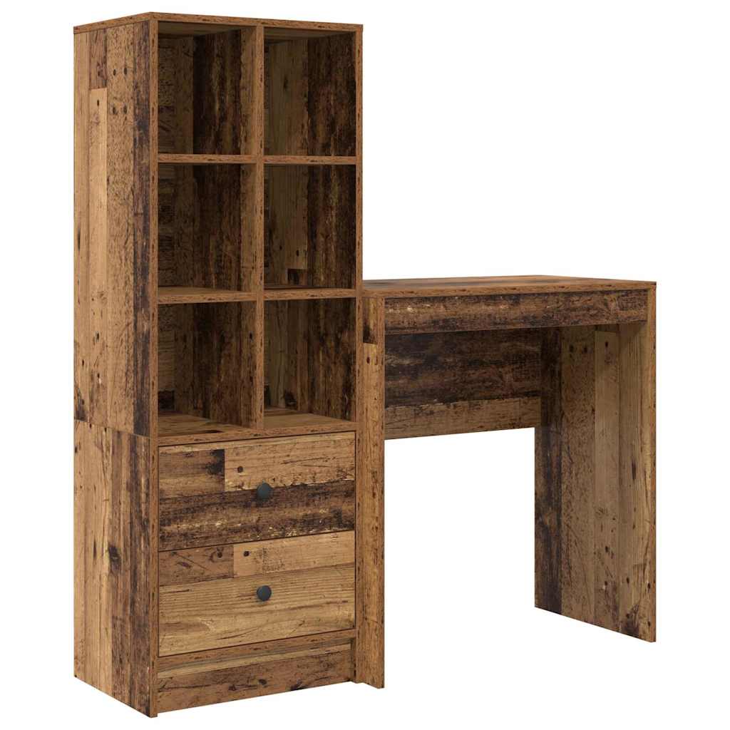 Desk with Storage with Drawer 2 pcs Old Wood 70 x 40 x 76 cm