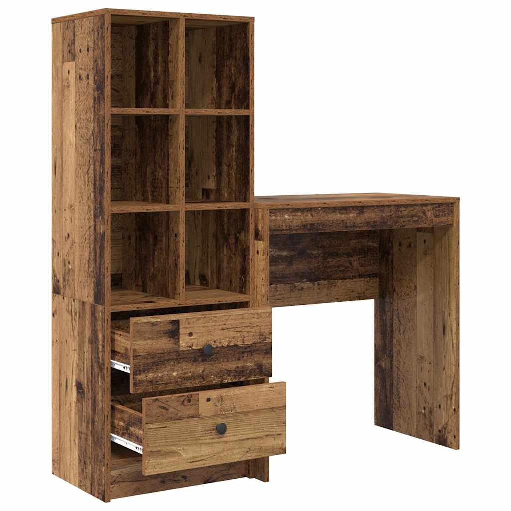 Desk with Storage with Drawer 2 pcs Old Wood 70 x 40 x 76 cm