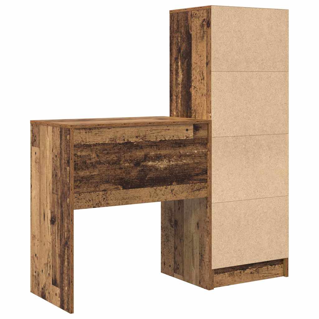 Desk with Storage with Drawer 2 pcs Old Wood 70 x 40 x 76 cm