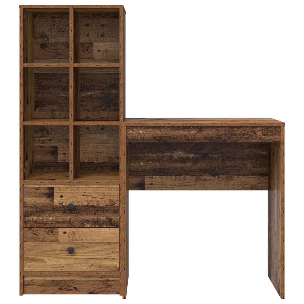 Desk with Storage with Drawer 2 pcs Old Wood 70 x 40 x 76 cm