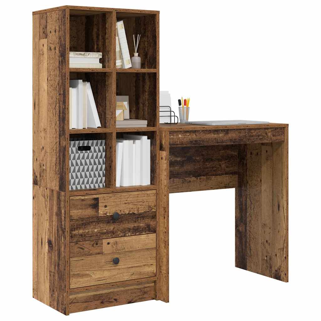 Desk with Storage with Drawer 2 pcs Old Wood 70 x 40 x 76 cm