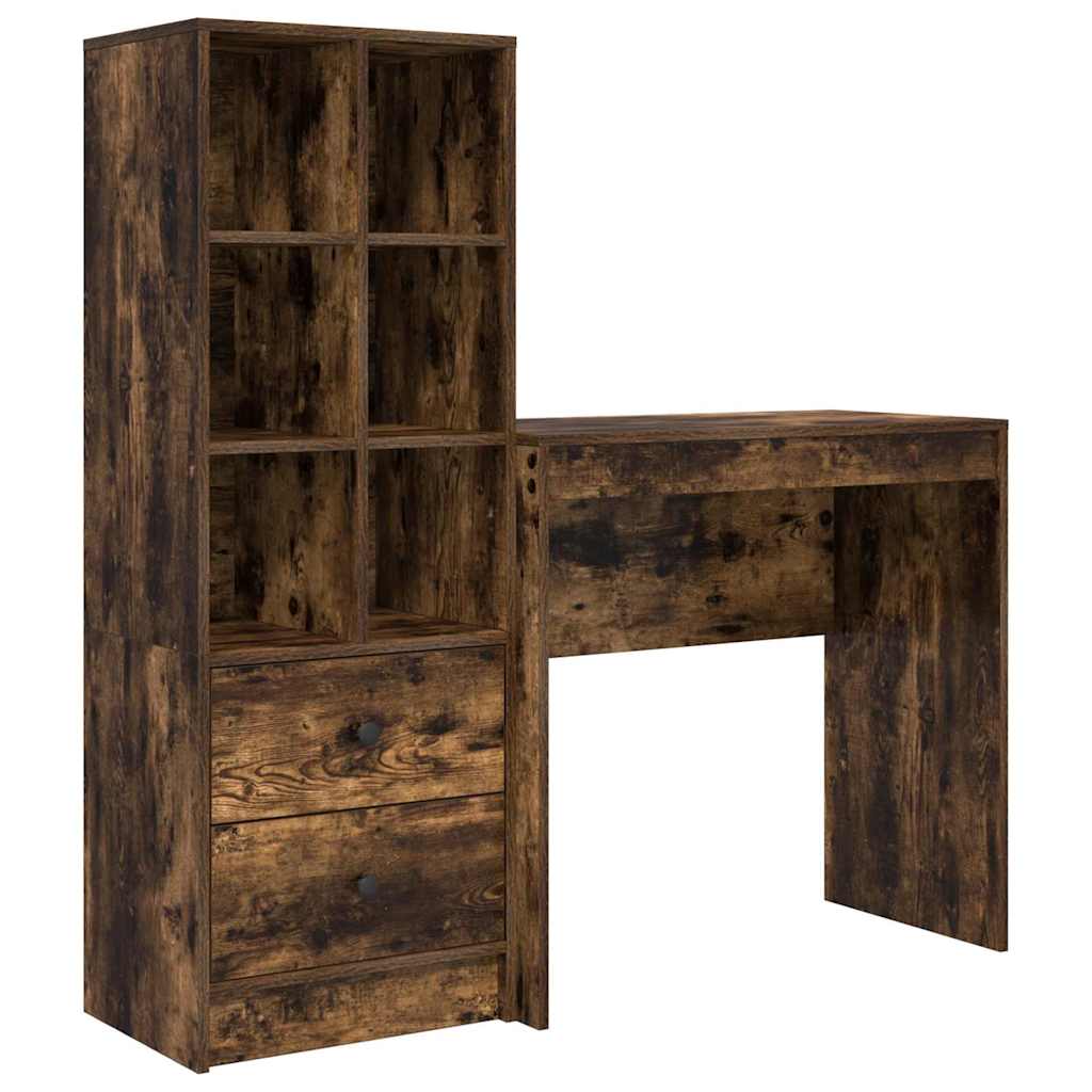 Desk with Storage with Drawer 2 pcs Smoked Oak 80 x 40 x 76 cm
