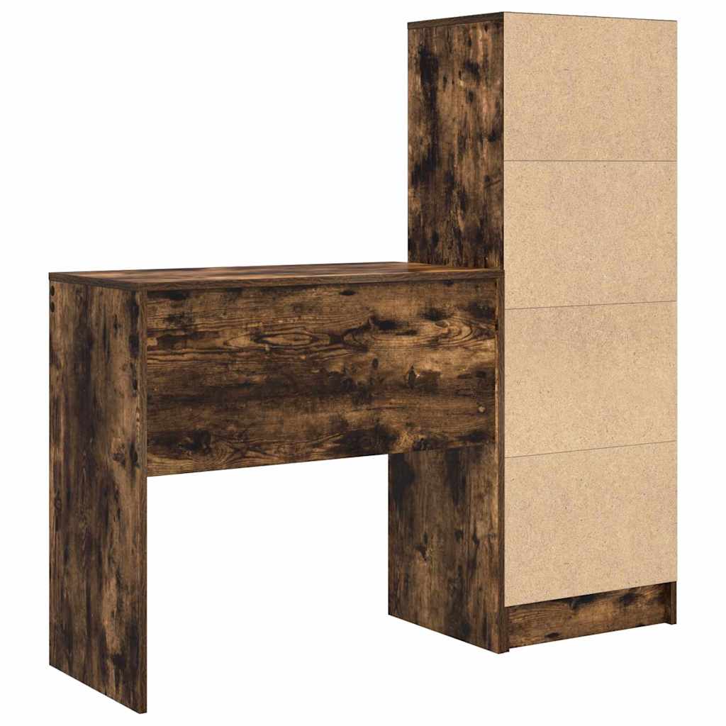 Desk with Storage with Drawer 2 pcs Smoked Oak 80 x 40 x 76 cm