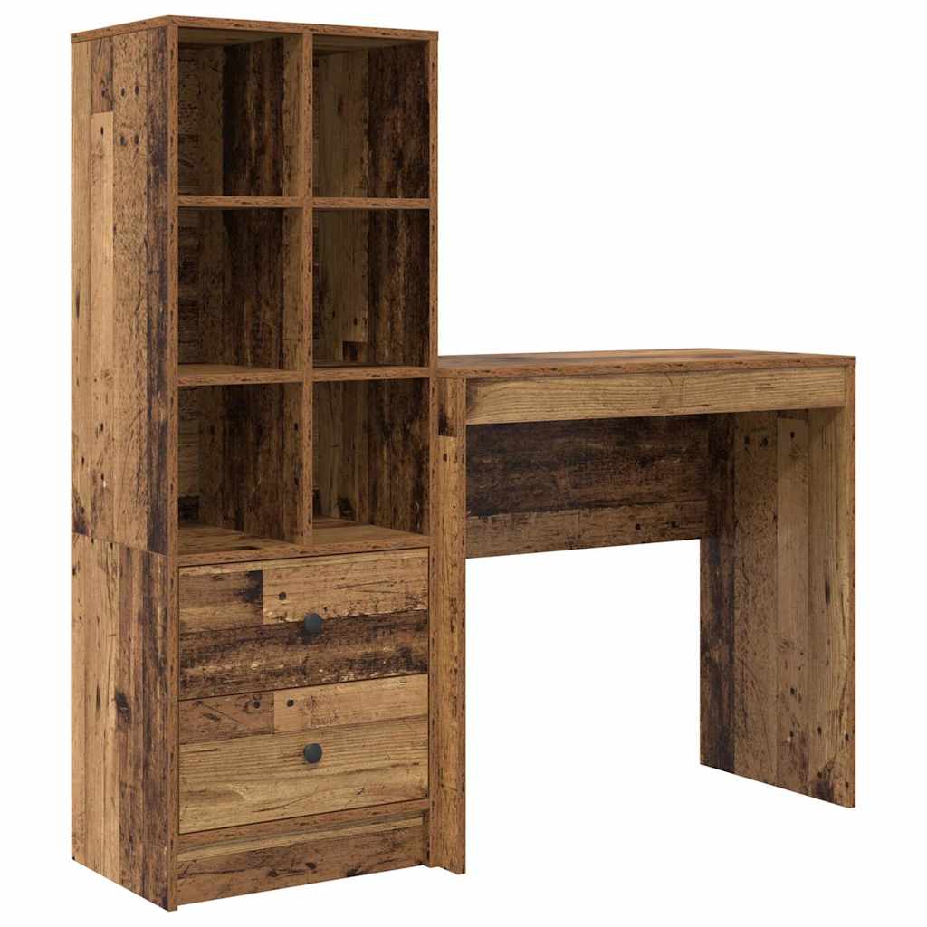 Desk with Storage with Drawer 2 pcs Old Wood 80 x 40 x 76 cm