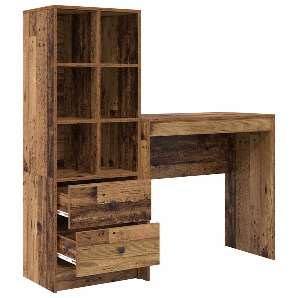 Desk with Storage with Drawer 2 pcs Old Wood 80 x 40 x 76 cm