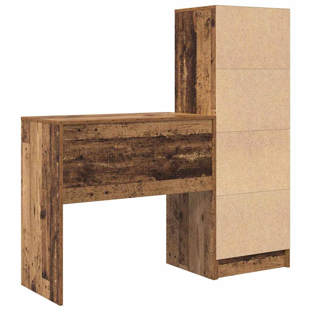 Desk with Storage with Drawer 2 pcs Old Wood 80 x 40 x 76 cm