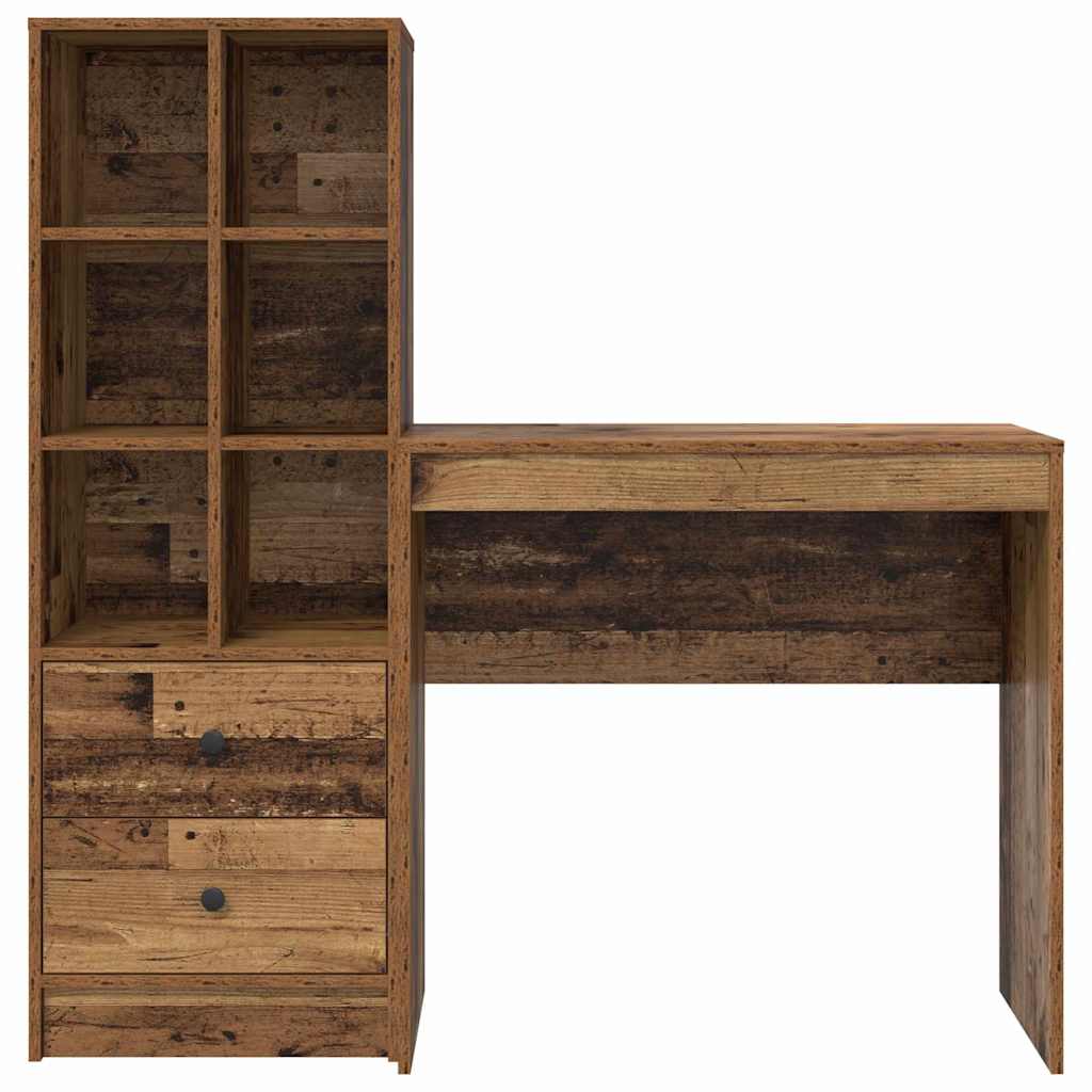 Desk with Storage with Drawer 2 pcs Old Wood 80 x 40 x 76 cm