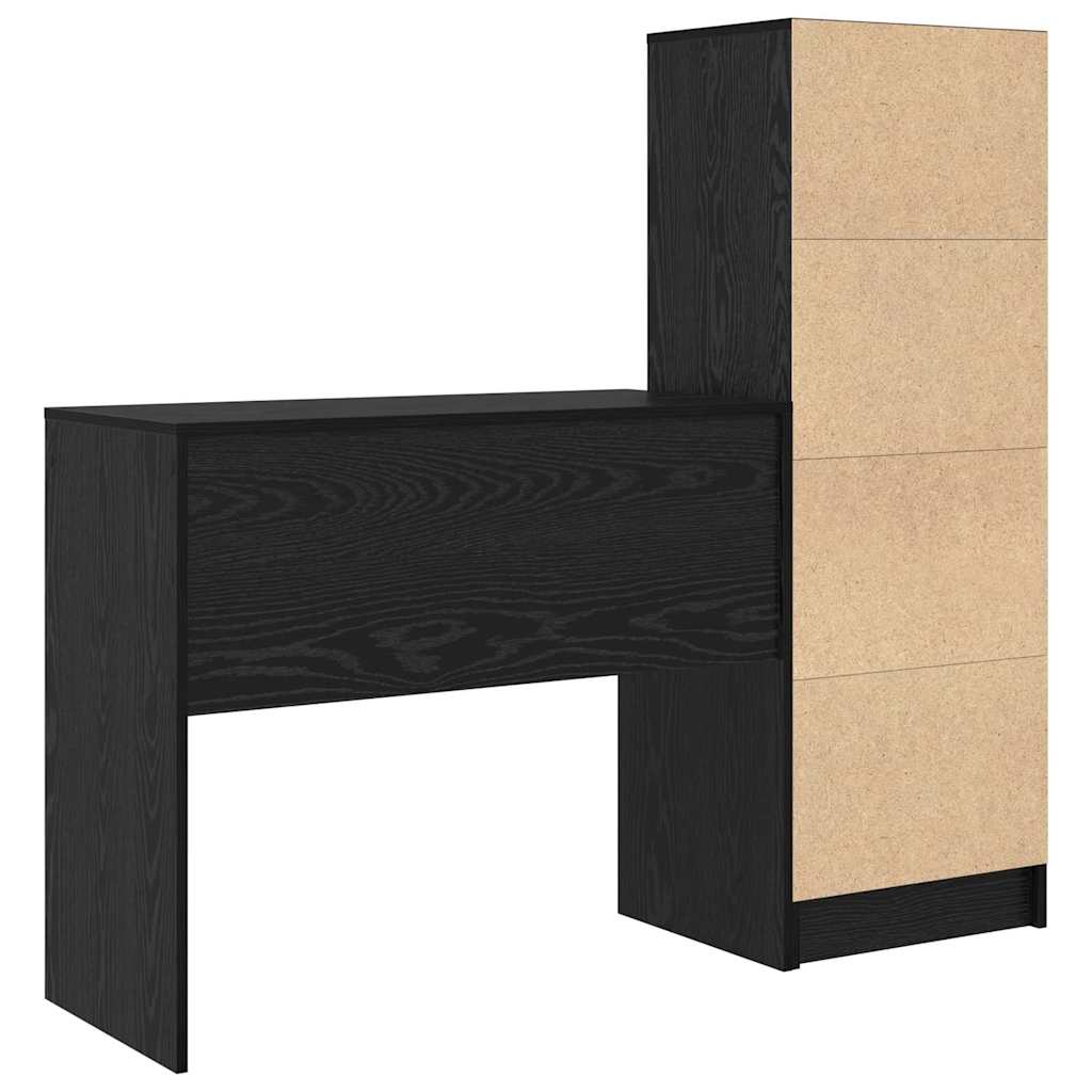 Desk with Storage with Drawer 2 pcs Black oak 90 x 40 x 76 cm