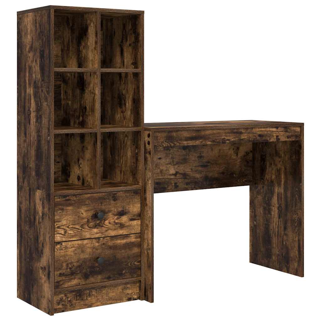 Desk with Storage with Drawer 2 pcs Smoked Oak 90 x 40 x 76 cm