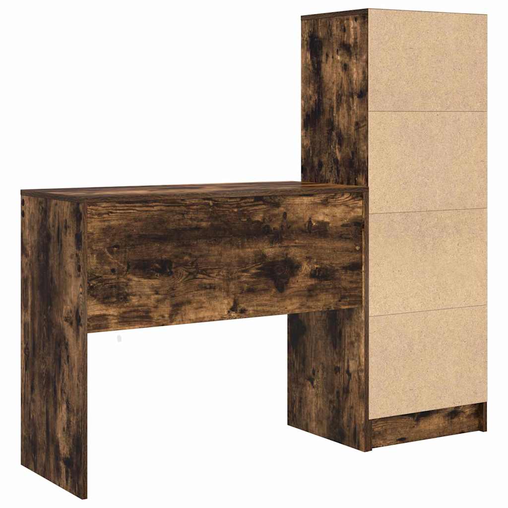 Desk with Storage with Drawer 2 pcs Smoked Oak 90 x 40 x 76 cm