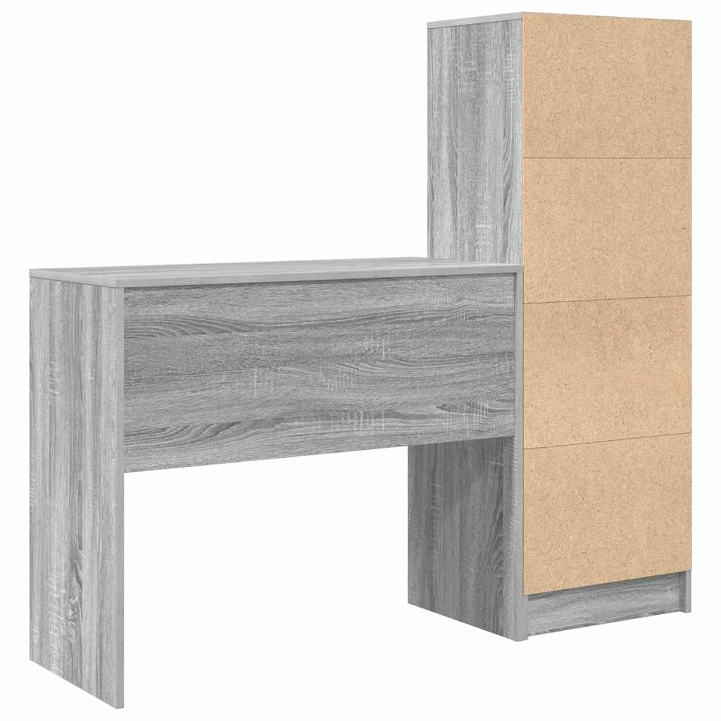 Desk with Storage with Drawer 2 pcs Grey sonoma 90 x 40 x 76 cm