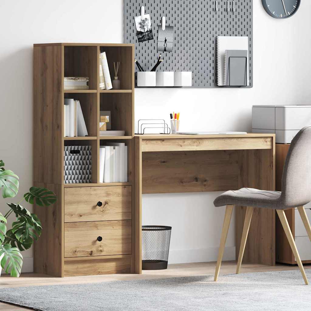 Desk with Storage with Drawer 2 pcs Artisan oak 90 x 40 x 76 cm