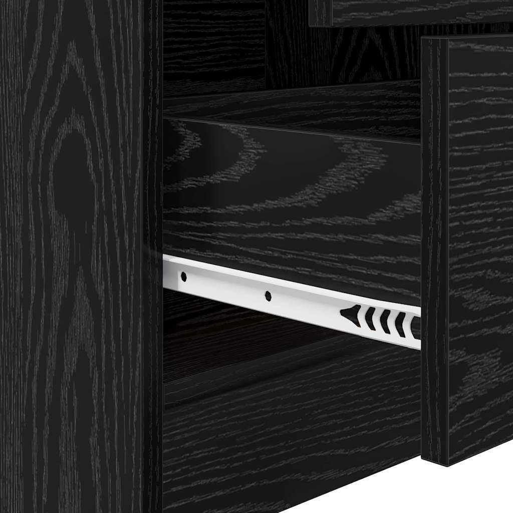 Desk with Storage with Drawer 2 pcs Black oak 100 x 40 x 76 cm