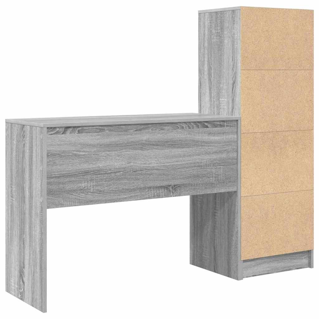 Desk with Storage with Shelf 2 pcs Grey sonoma 100 x 40 x 76 cm