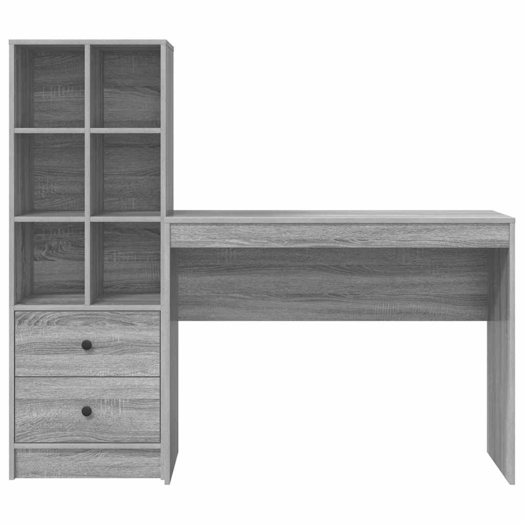 Desk with Storage with Shelf 2 pcs Grey sonoma 100 x 40 x 76 cm