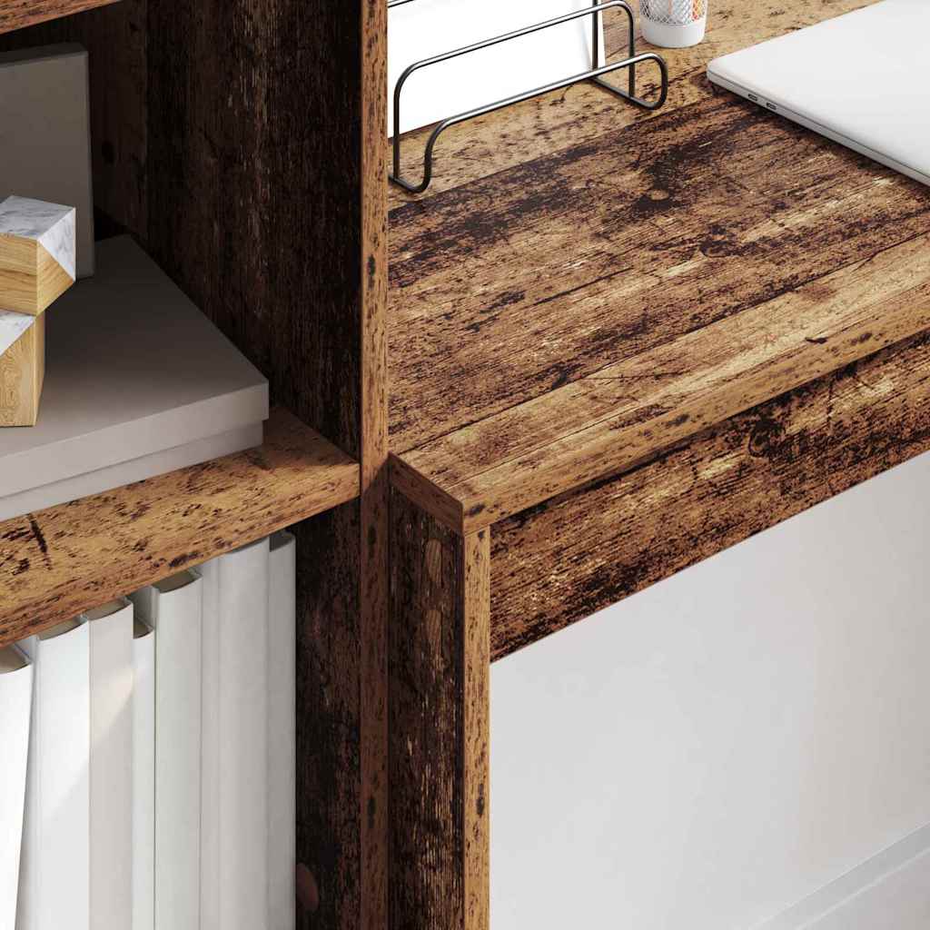 Desk with Storage with Drawer 2 pcs Old Wood 100 x 40 x 76 cm