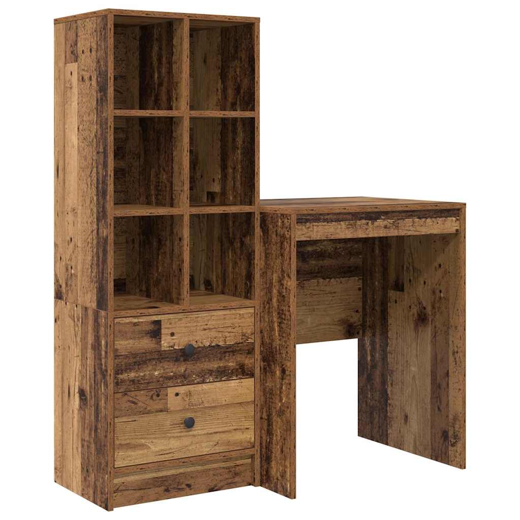 Desk with Storage with Drawer 2 pcs Old Wood 60 x 50 x 76 cm