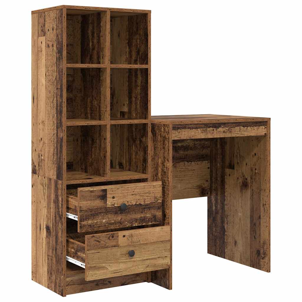 Desk with Storage with Drawer 2 pcs Old Wood 60 x 50 x 76 cm