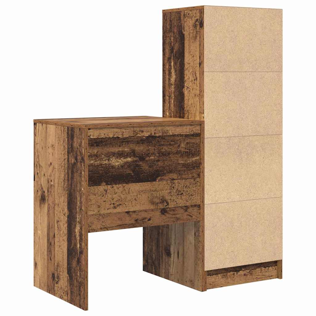 Desk with Storage with Drawer 2 pcs Old Wood 60 x 50 x 76 cm