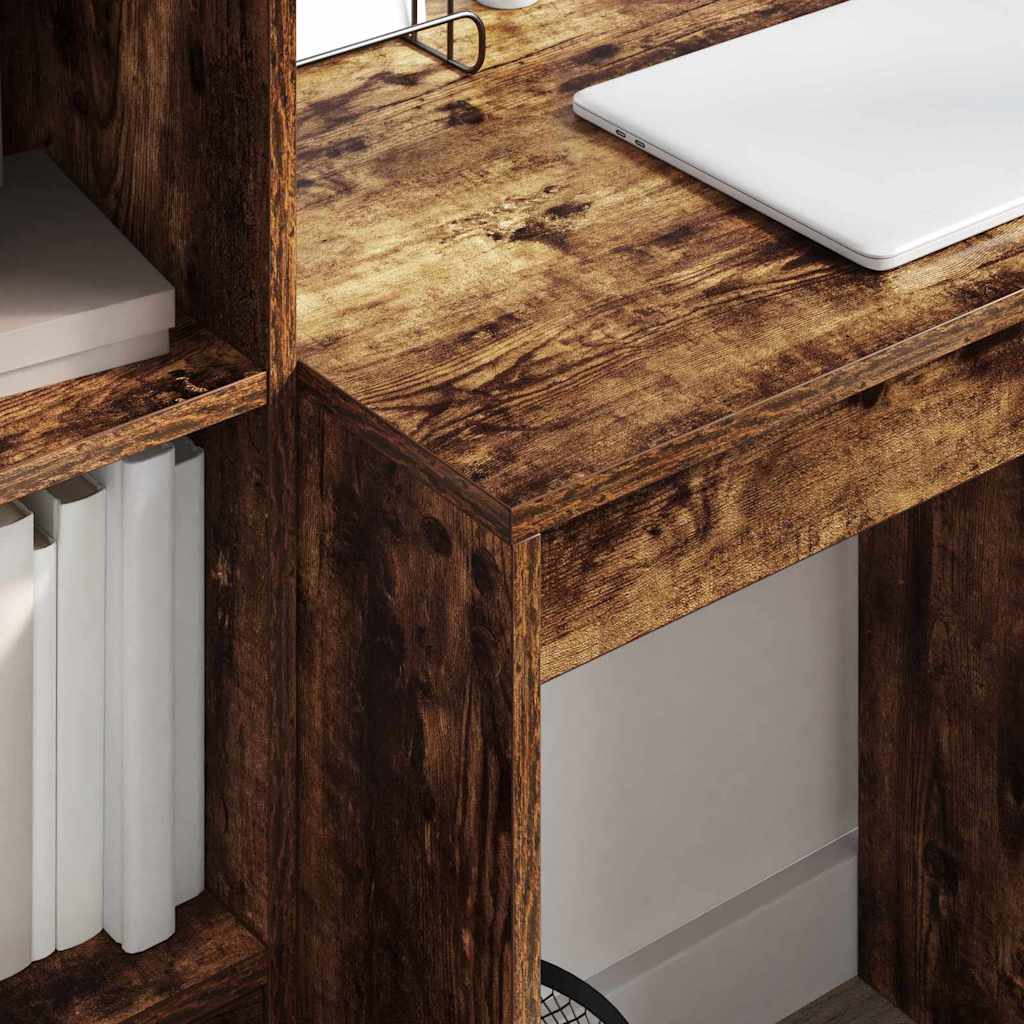 Desk with Storage with Drawer 2 pcs Smoked Oak 70 x 50 x 76 cm