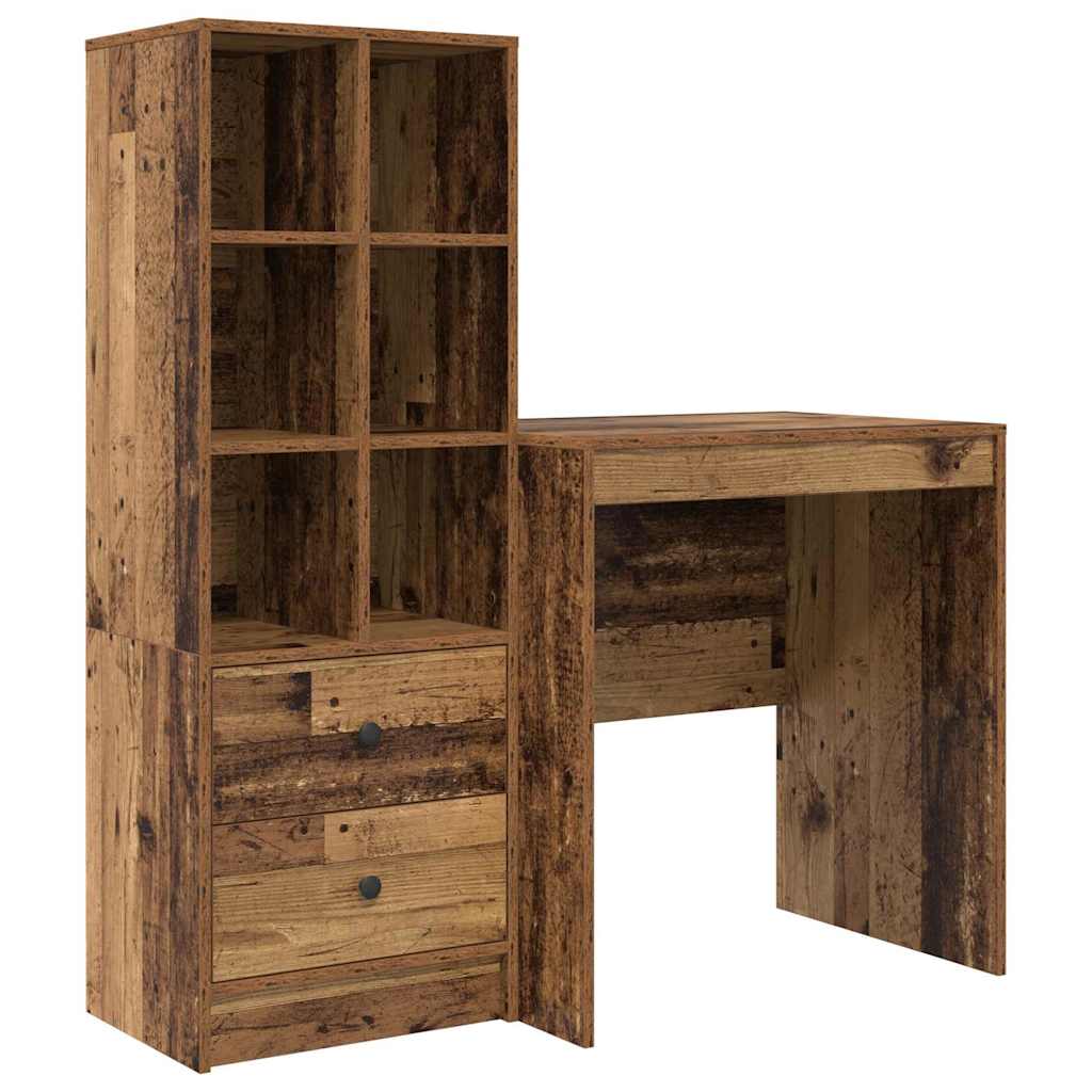 Desk with Storage with Drawer 2 pcs Old Wood 70 x 50 x 76 cm