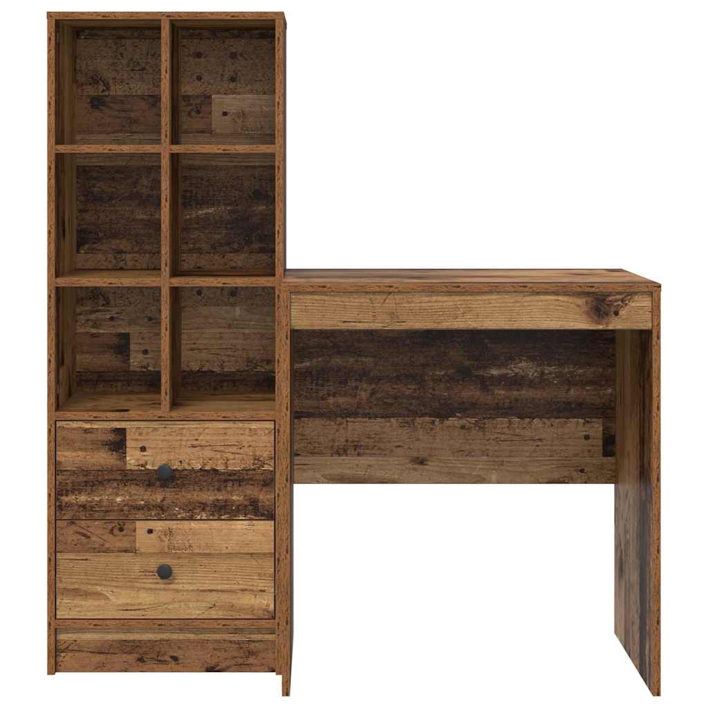 Desk with Storage with Drawer 2 pcs Old Wood 70 x 50 x 76 cm