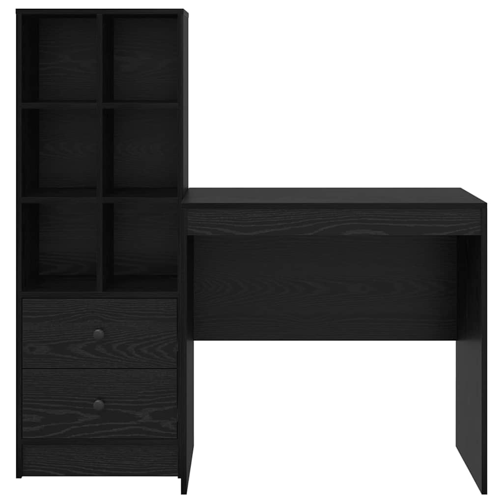 Desk with Storage with Drawer 2 pcs Black oak 80 x 50 x 76 cm
