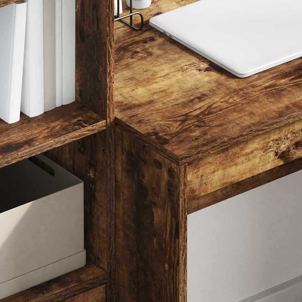Desk with Storage with Drawer 2 pcs Smoked Oak 80 x 50 x 76 cm