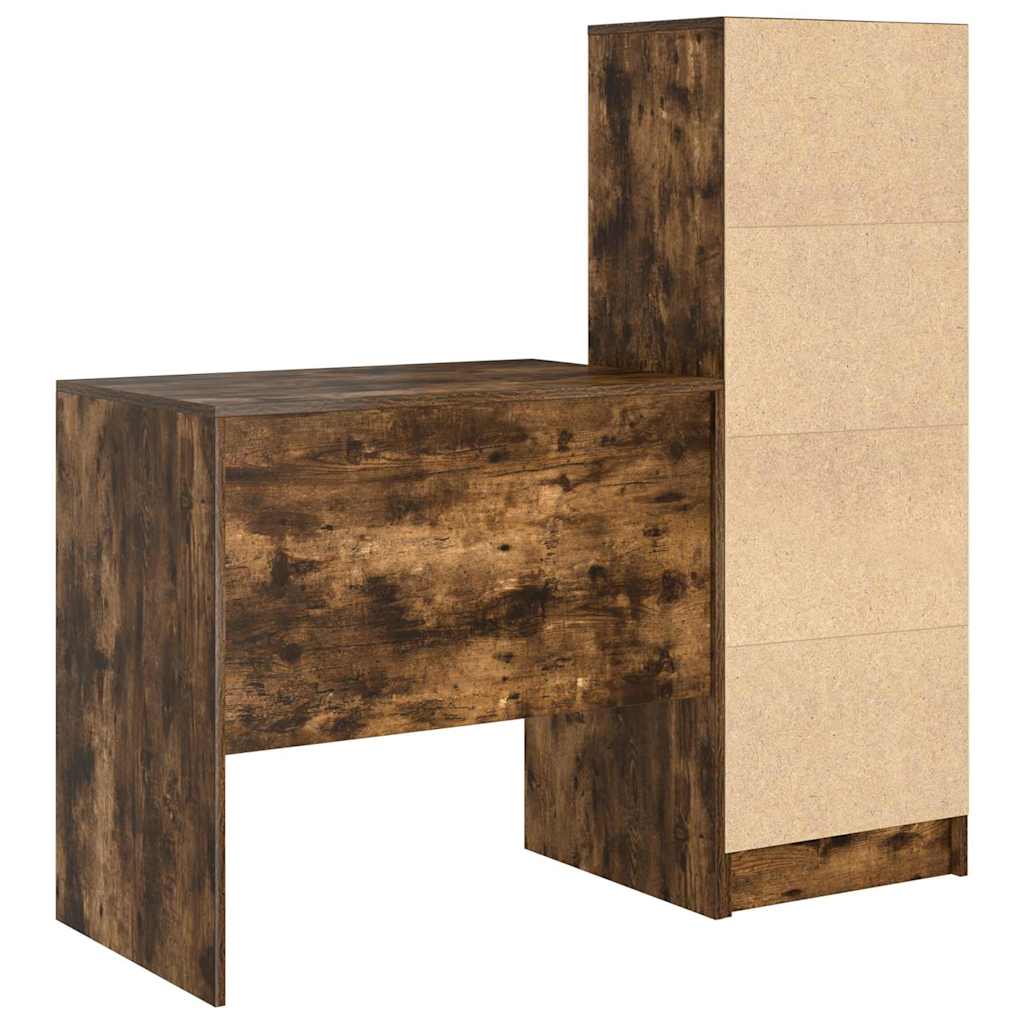 Desk with Storage with Drawer 2 pcs Smoked Oak 80 x 50 x 76 cm