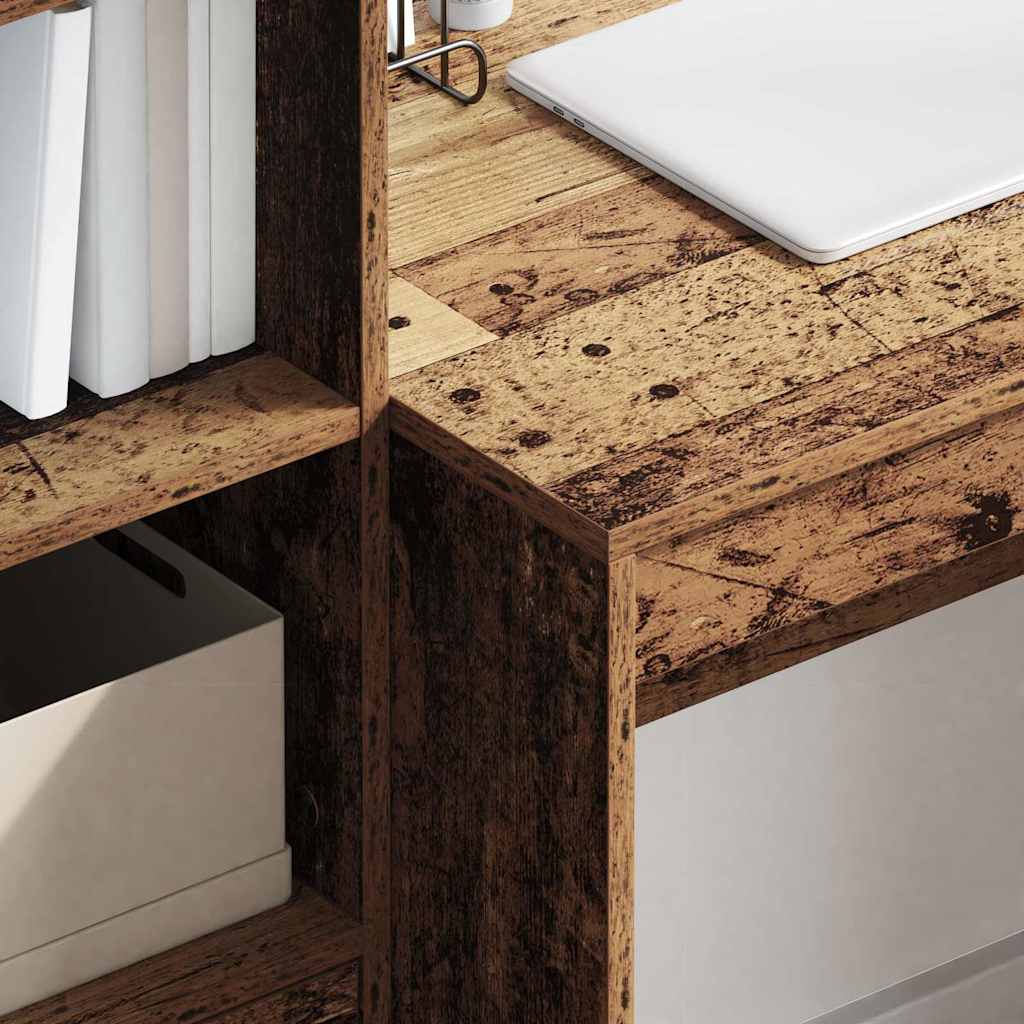 Desk with Storage with Drawer 2 pcs Old Wood 80 x 50 x 76 cm