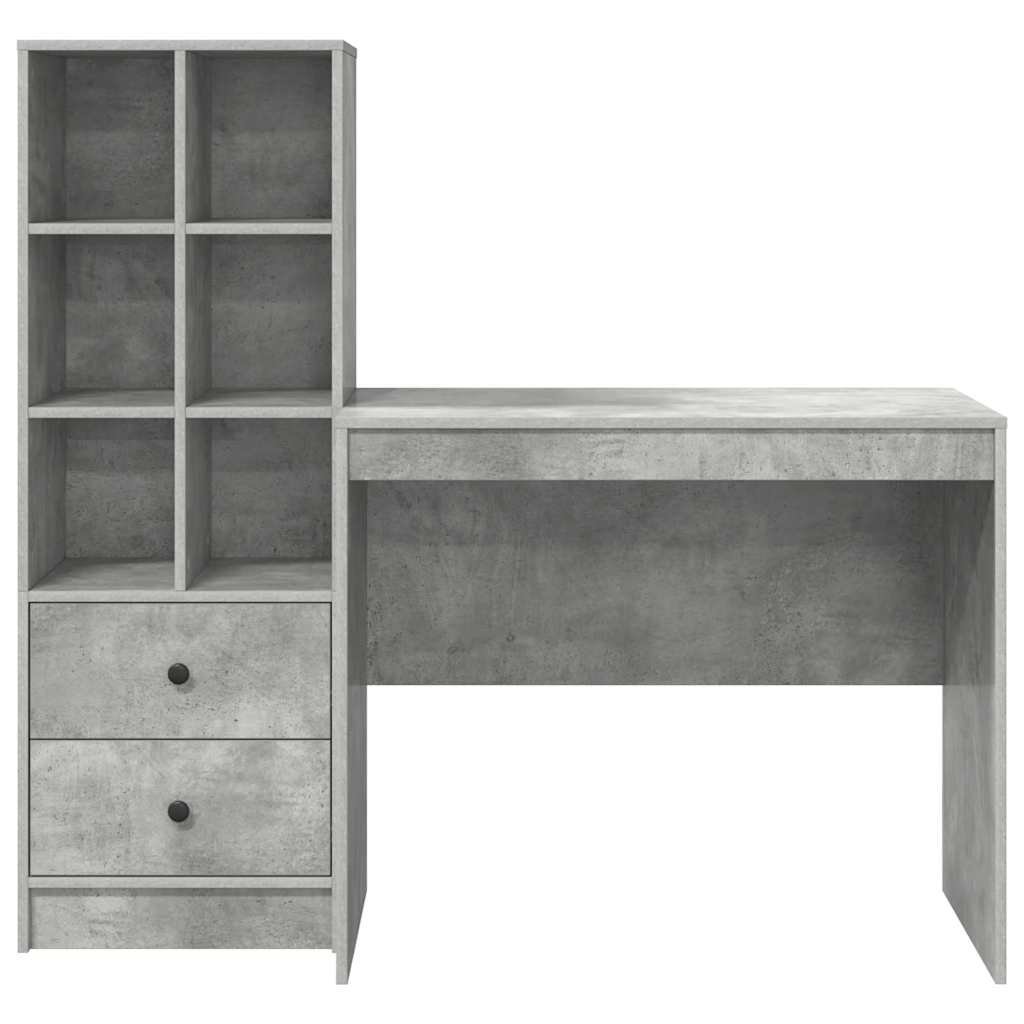 Desk with Storage 2 pcs Concrete Grey 90 x 50 x 76 cm