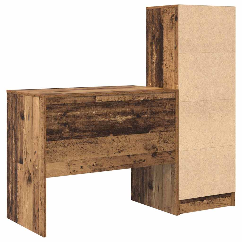 Desk with Storage with Drawer 2 pcs Old Wood 90 x 50 x 76 cm