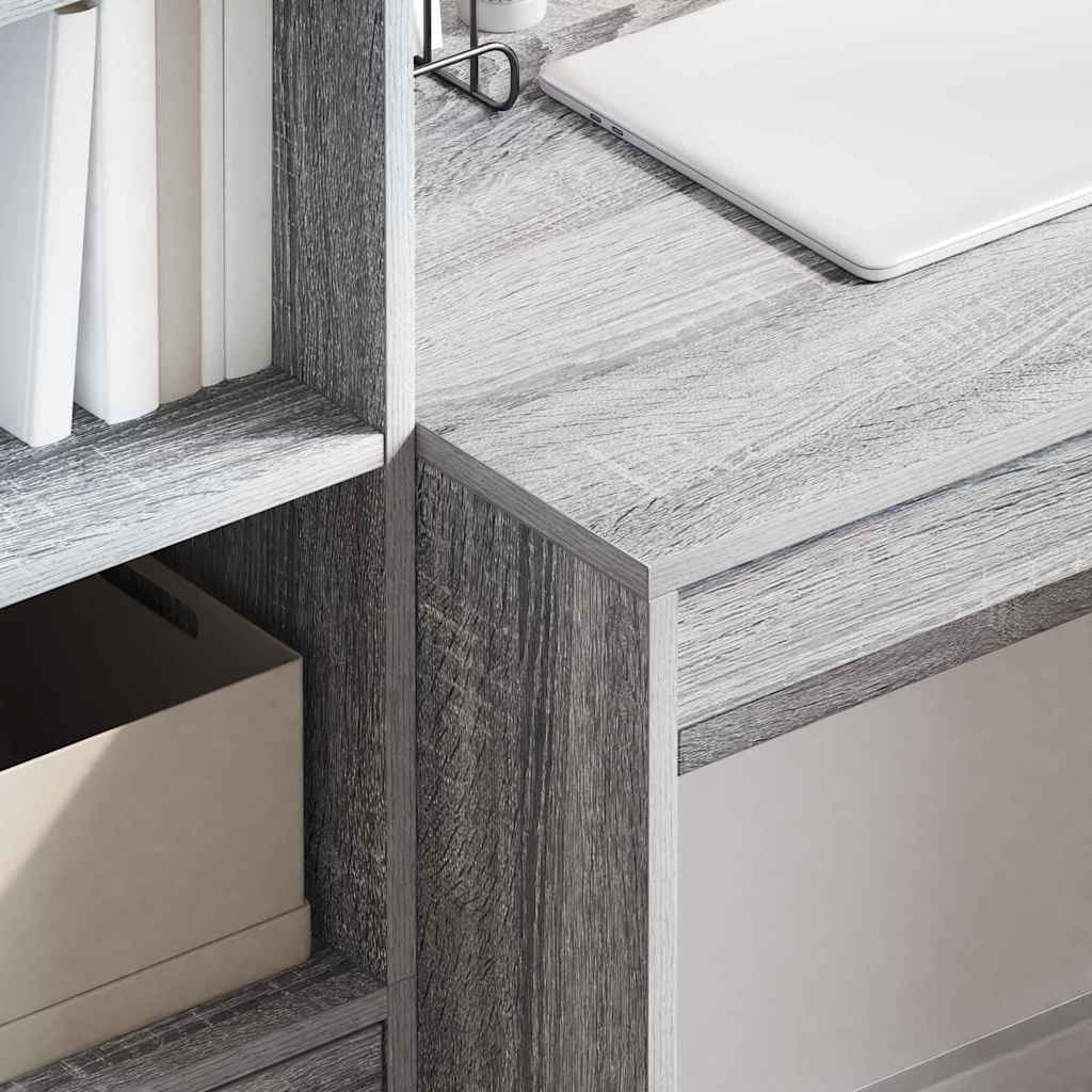Desk with Storage with Shelf 2 pcs Grey sonoma 100 x 50 x 76 cm