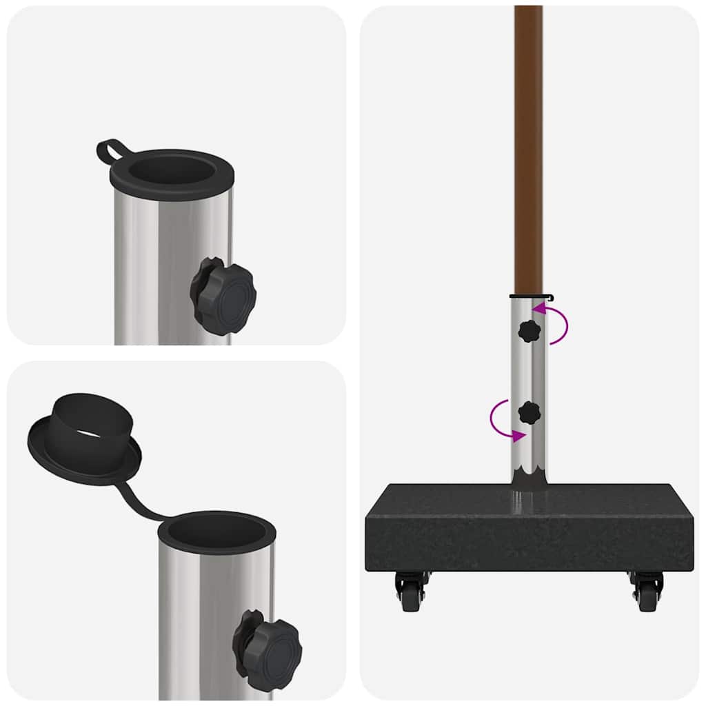 Parasol Base Black 45 x 25 x 45 cm Granite and Steel