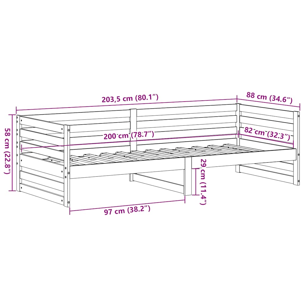 Day Bed without Mattress 80x200 cm Solid Wood Pine