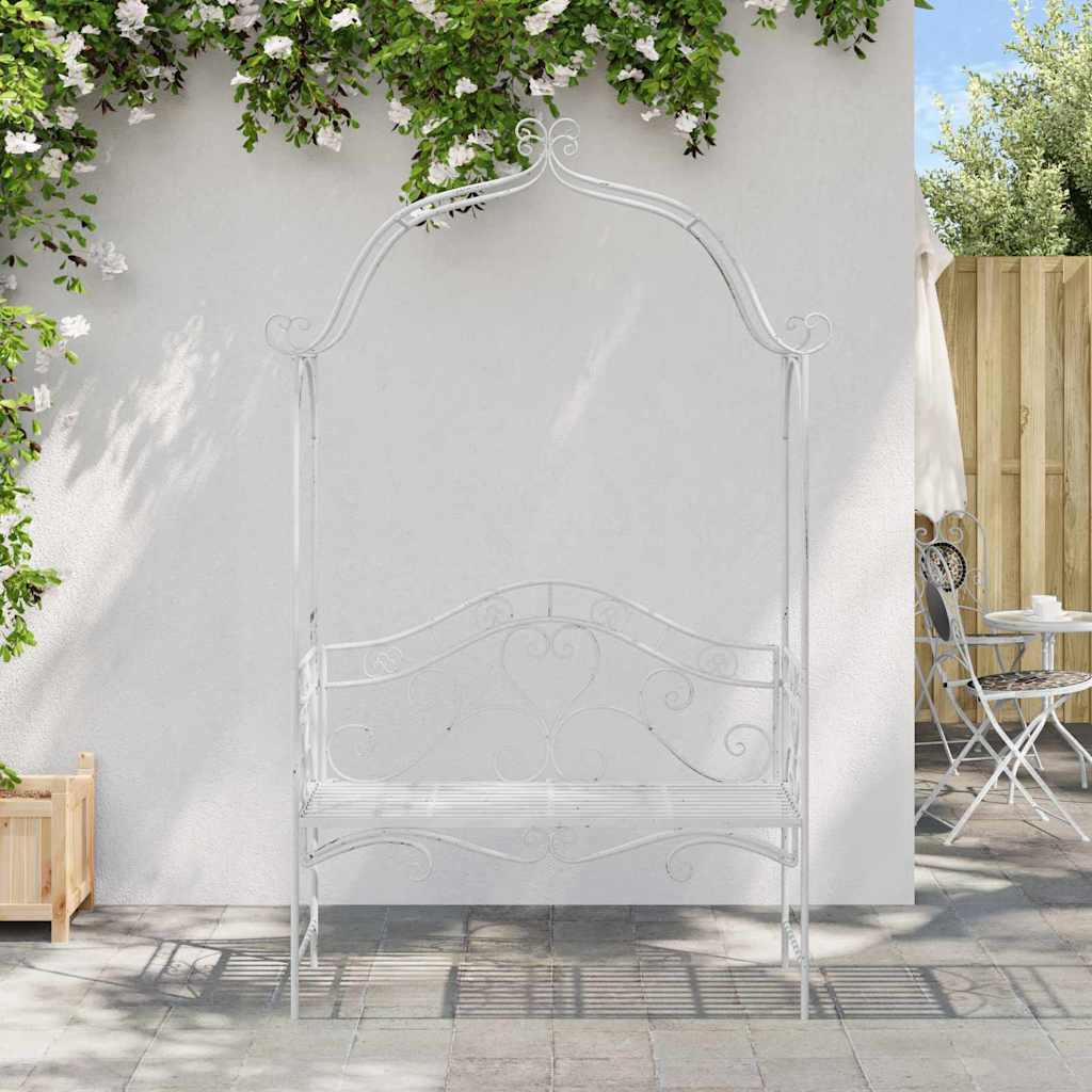 Garden Bench with Cushion White 104 x 54 x 93cm Steel