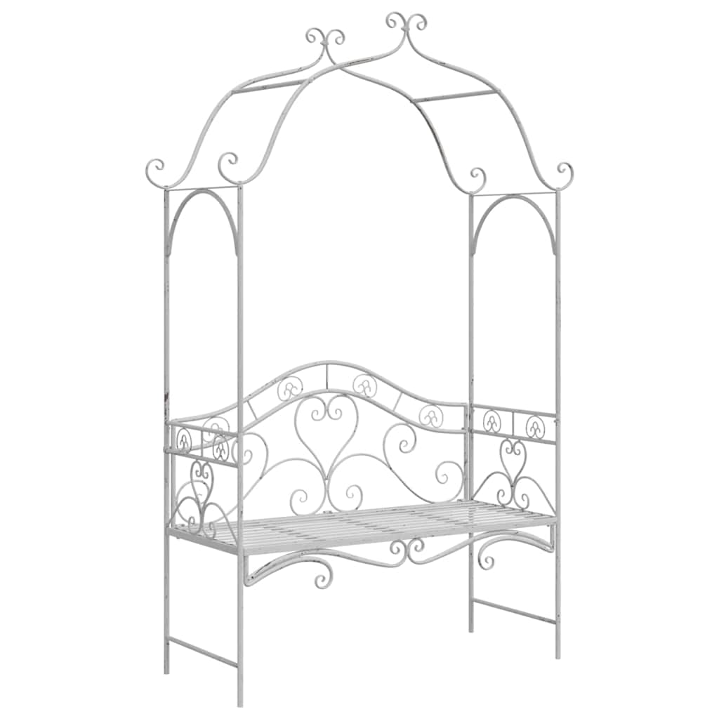 Garden Bench with Cushion White 104 x 54 x 93cm Steel