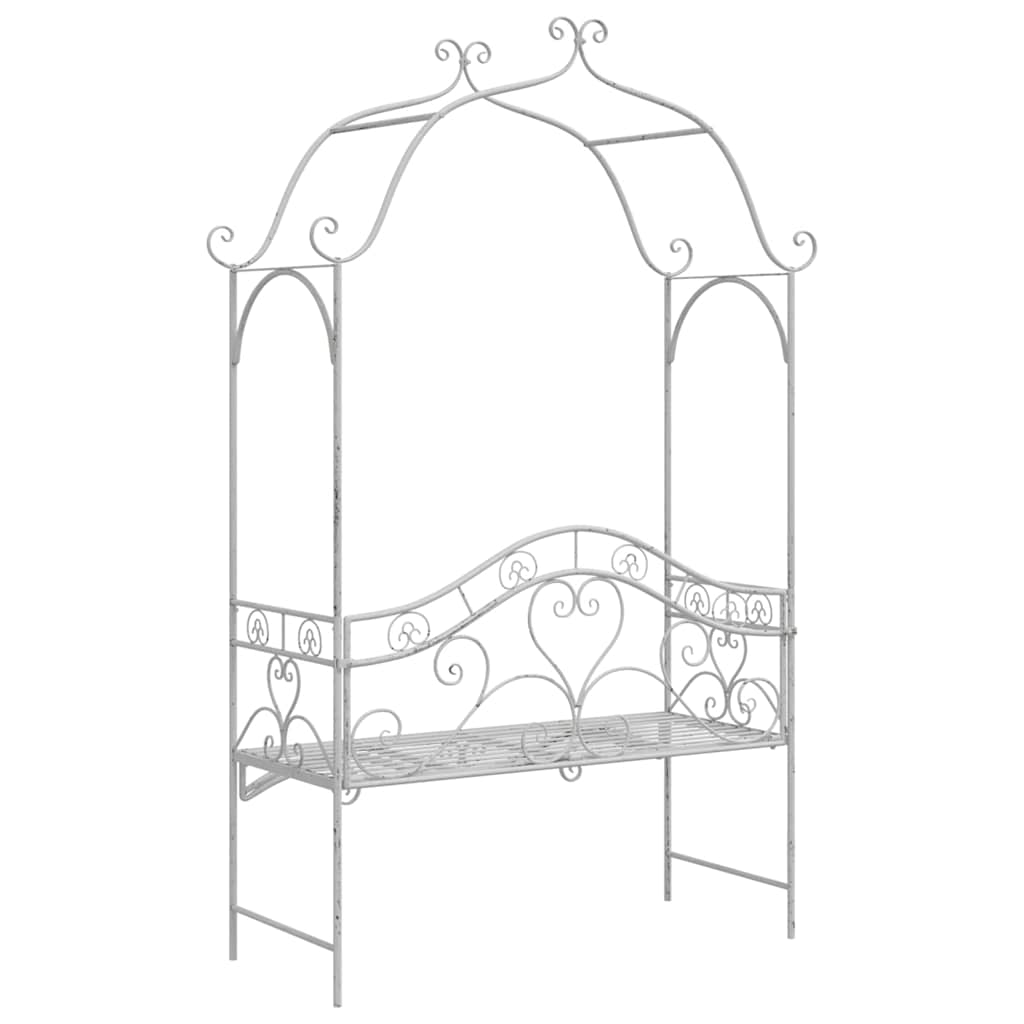 Garden Bench with Cushion White 104 x 54 x 93cm Steel
