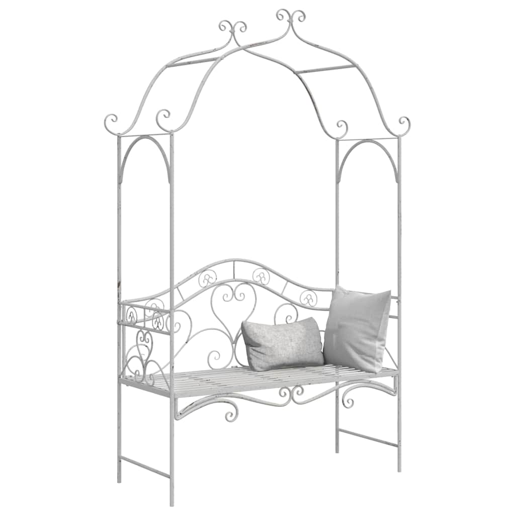 Garden Bench with Cushion White 104 x 54 x 93cm Steel