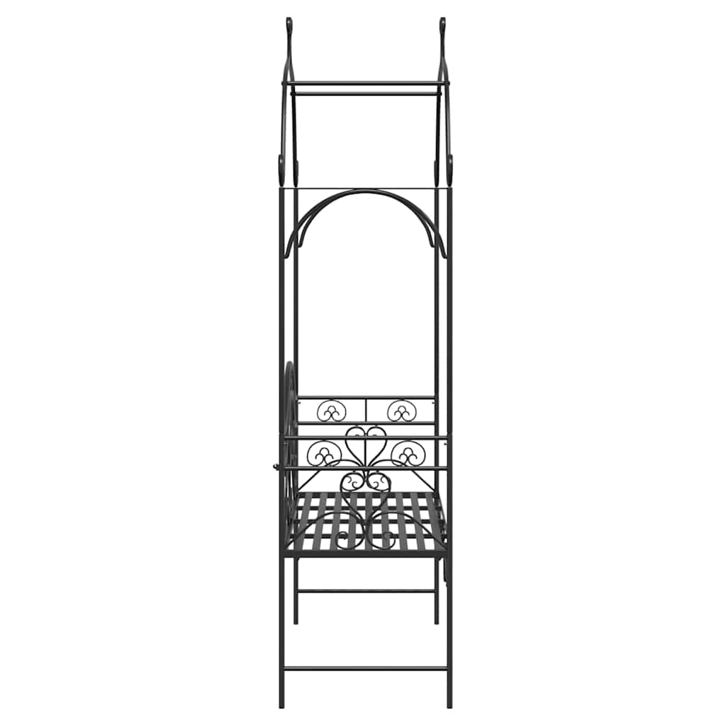 Garden Bench with Cushion Black 104 x 54 x 93cm Steel