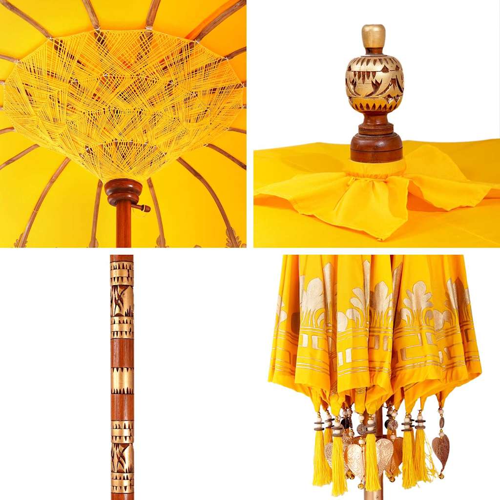 Balinese Parasol Yellow (90-100) x 260 cm Cotton and solid wood