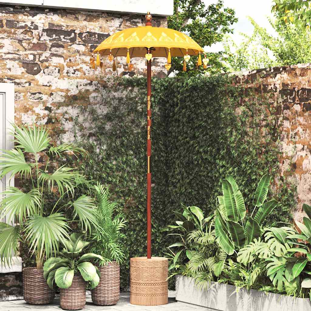 Balinese Parasol Yellow (90-100) x 260 cm Cotton and solid wood