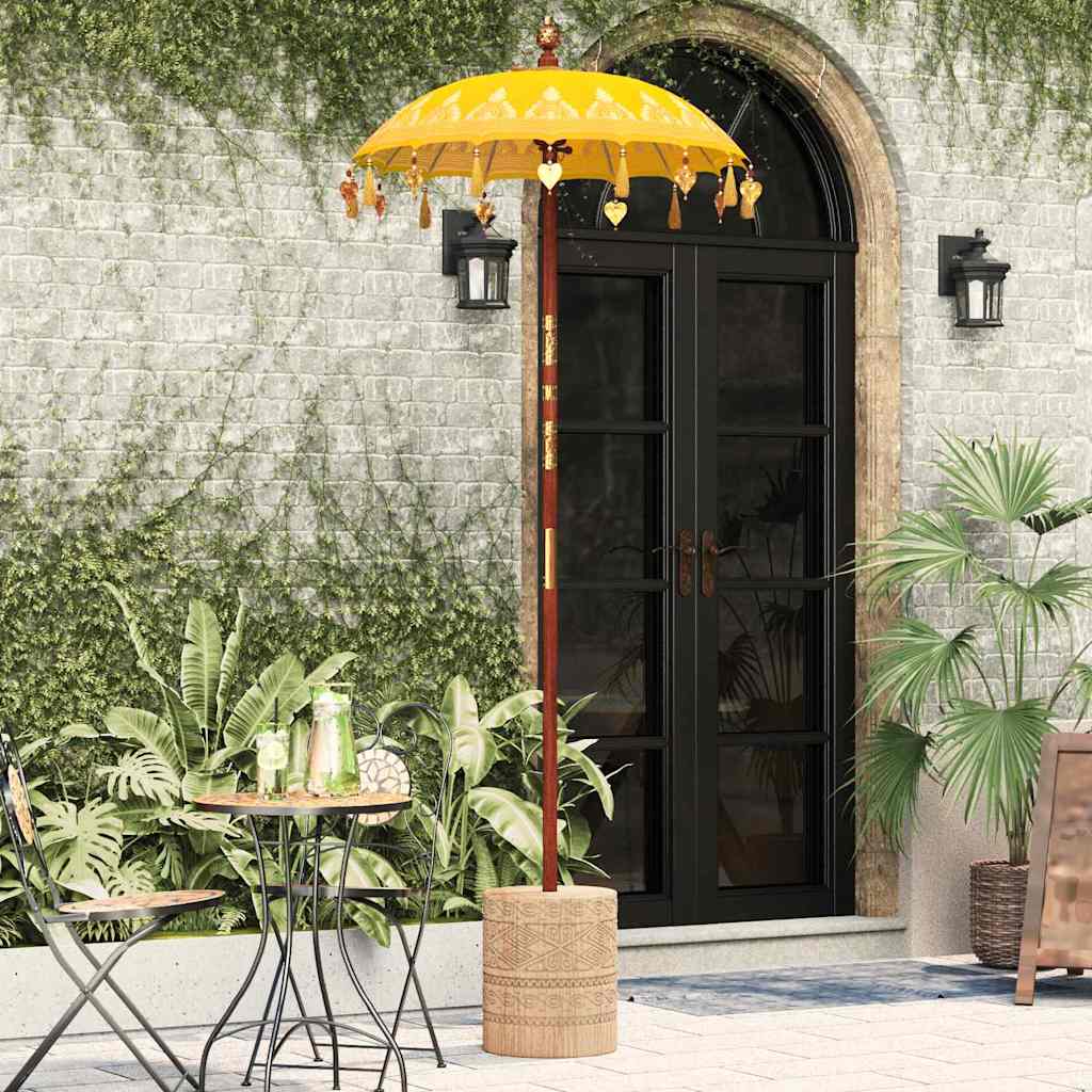 Balinese Parasol Yellow (90-100) x 260 cm Cotton and solid wood
