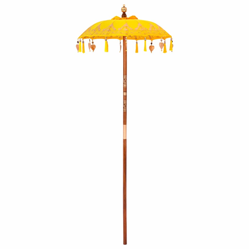 Balinese Parasol Yellow (90-100) x 260 cm Cotton and solid wood